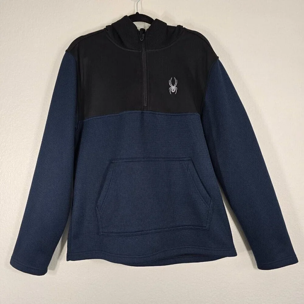 Spyder Hoodie Jacket Men Size Large Pullover Zip Blue Sporty Athleisure Athletic